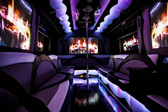 30-passenger party bus interior