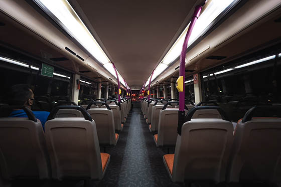 Charter bus interior