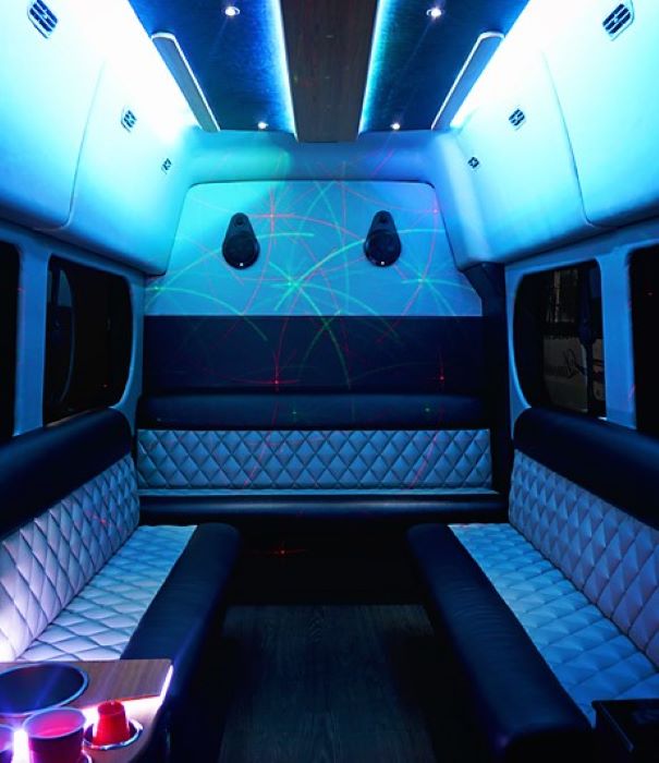 Party bus leather seating
